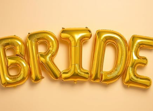 White BRIDE foil balloons as a bachelorette photo backdrop