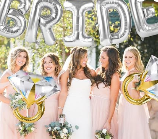 Silver engagement ring foil balloon