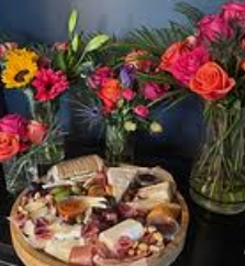 Fresh florals and welcome setup at a Charleston bachelorette rental