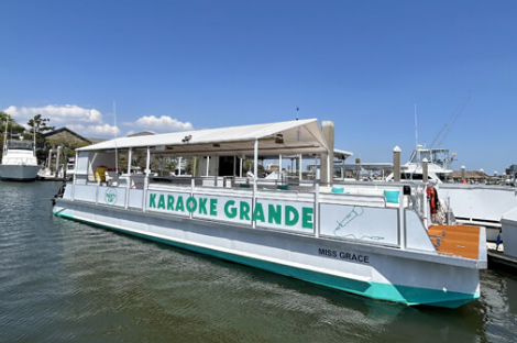 Karaoke on a Charleston Party Cat boat